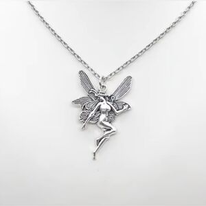 NEW Dolls Kill Silver Whimsigoth Style Chain Necklace w/ Mythical Fairy Pendant